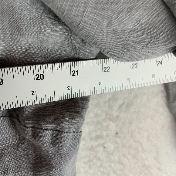 Soft Surroundings Tunic Top Women Large Gray Roll Tab Sleeve Ruffle Neck 7777 - Picture 3 of 6